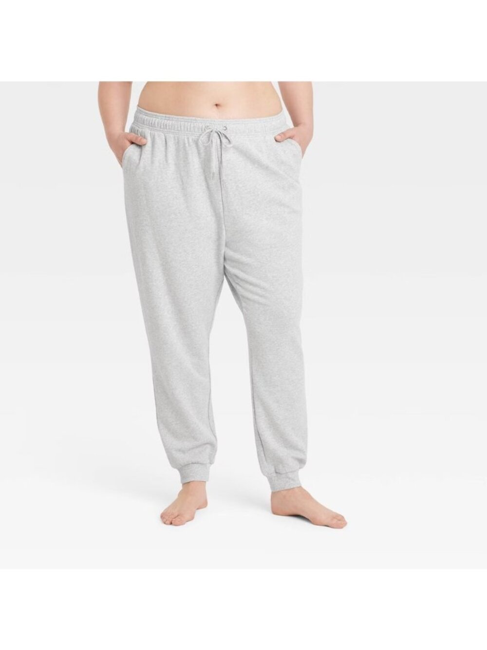 Auden Jogger Pants Womens 2X Gray Fleece Tapered Leg Side Pocket Drawstring